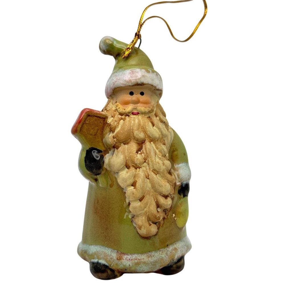 Hand-Painted Ceramic Santa Claus Christmas Ornament 4"